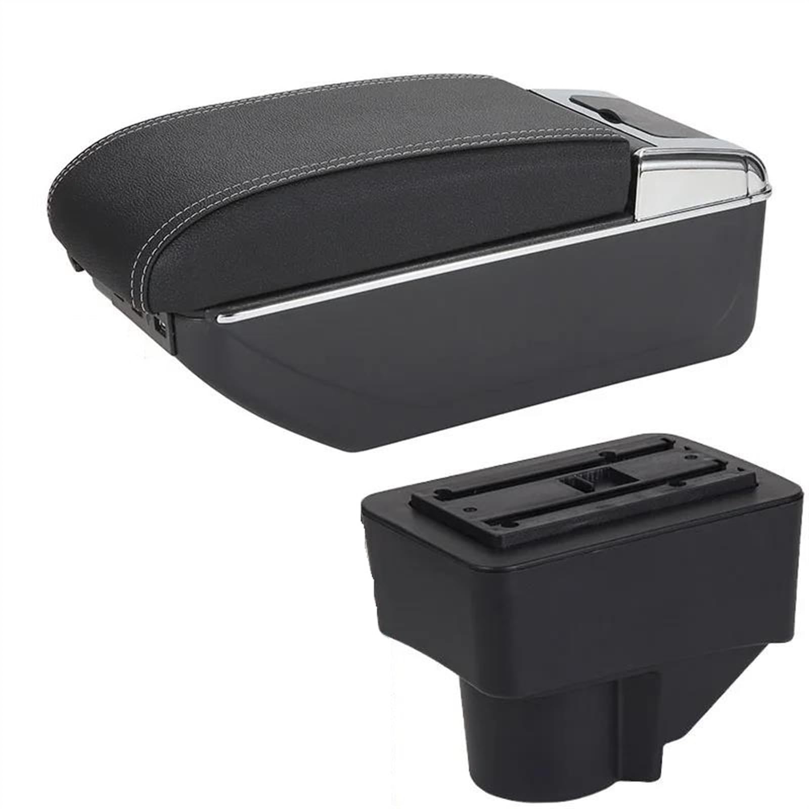 NOHEEU Car Armrest Special Storage Box Modified Parts For Fiesta MK7 2009 2010 2011 2012 2013 2014 2015 2016 2017(B3 Black white 7USB)