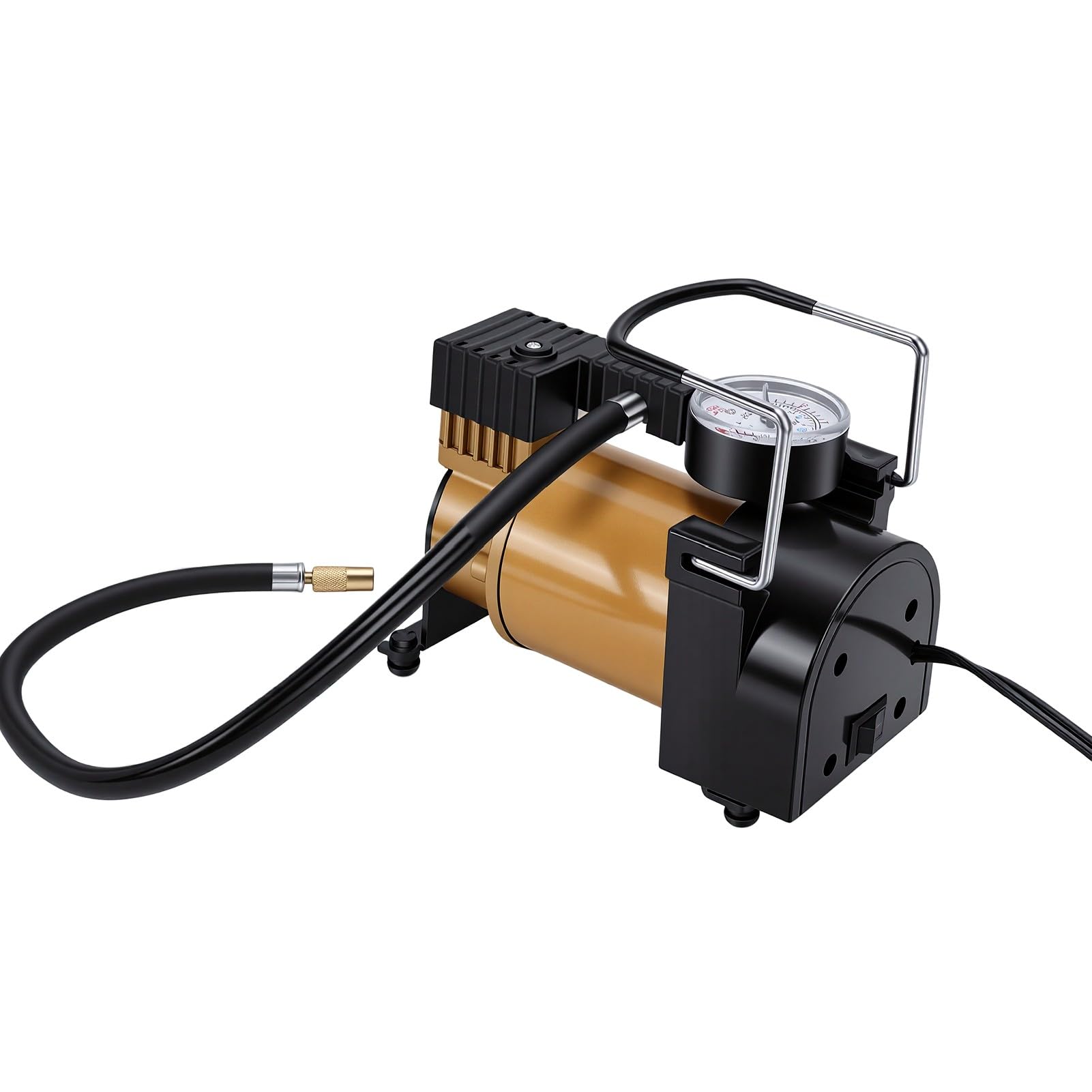 Compressore d'Aria Portatile, Gonfiatore per Pneumatici per Auto 12V 150 PSI con Manometro Analogico, Sostituzione per Pneumatici per Auto, Bici, Palloni Sportivi (Stile rotore)