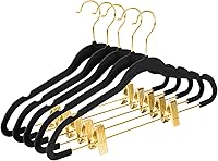 Vista 23 de MIZGI Perchas delgadas de oro transparente para pantalones y faldas (paquete de 20) – Clips y ganchos ajustables, transparentes sin fieltro, ahorro