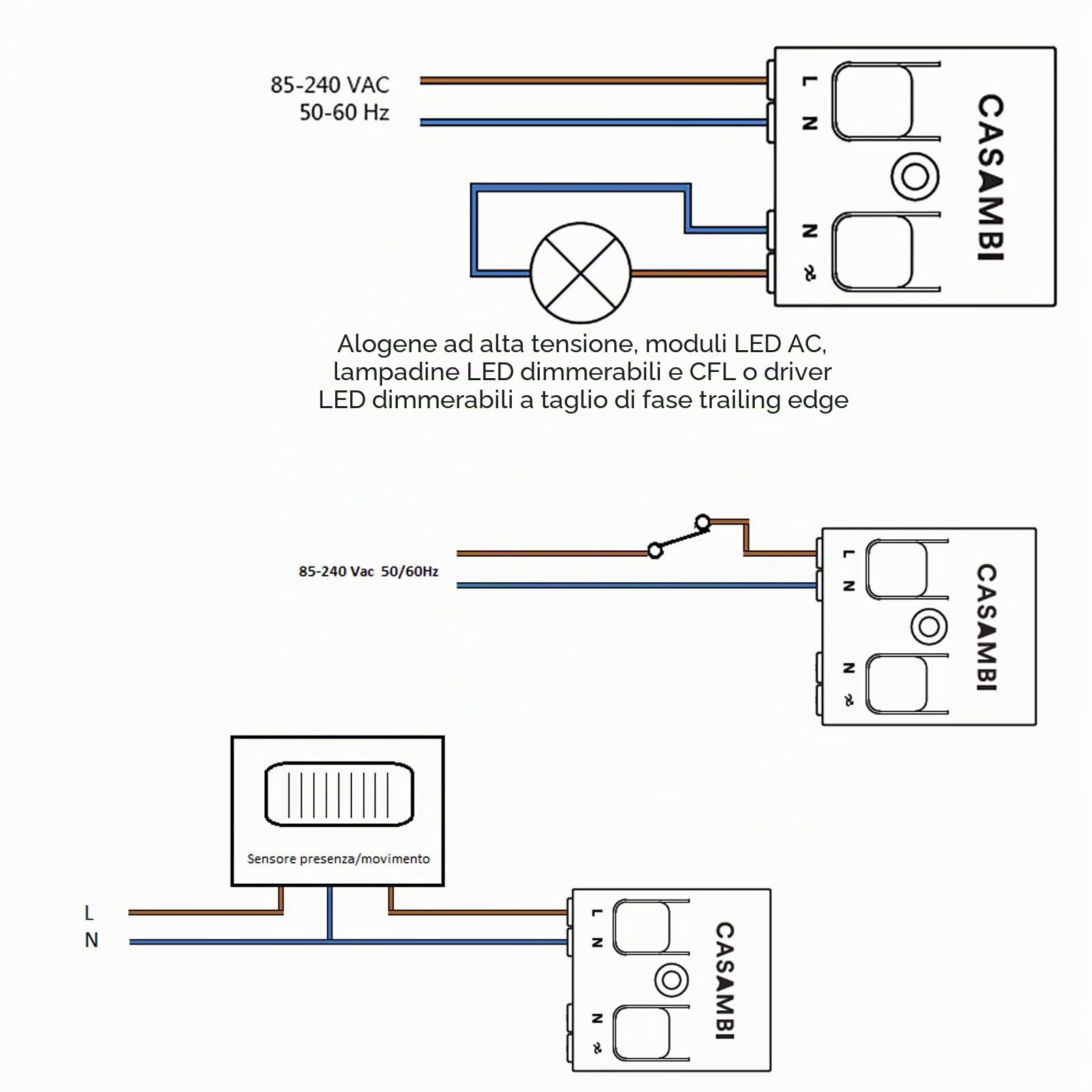 Dimmer CASAMBI CBU TED controller luci LED sezione fase modulo bluetooth 230V