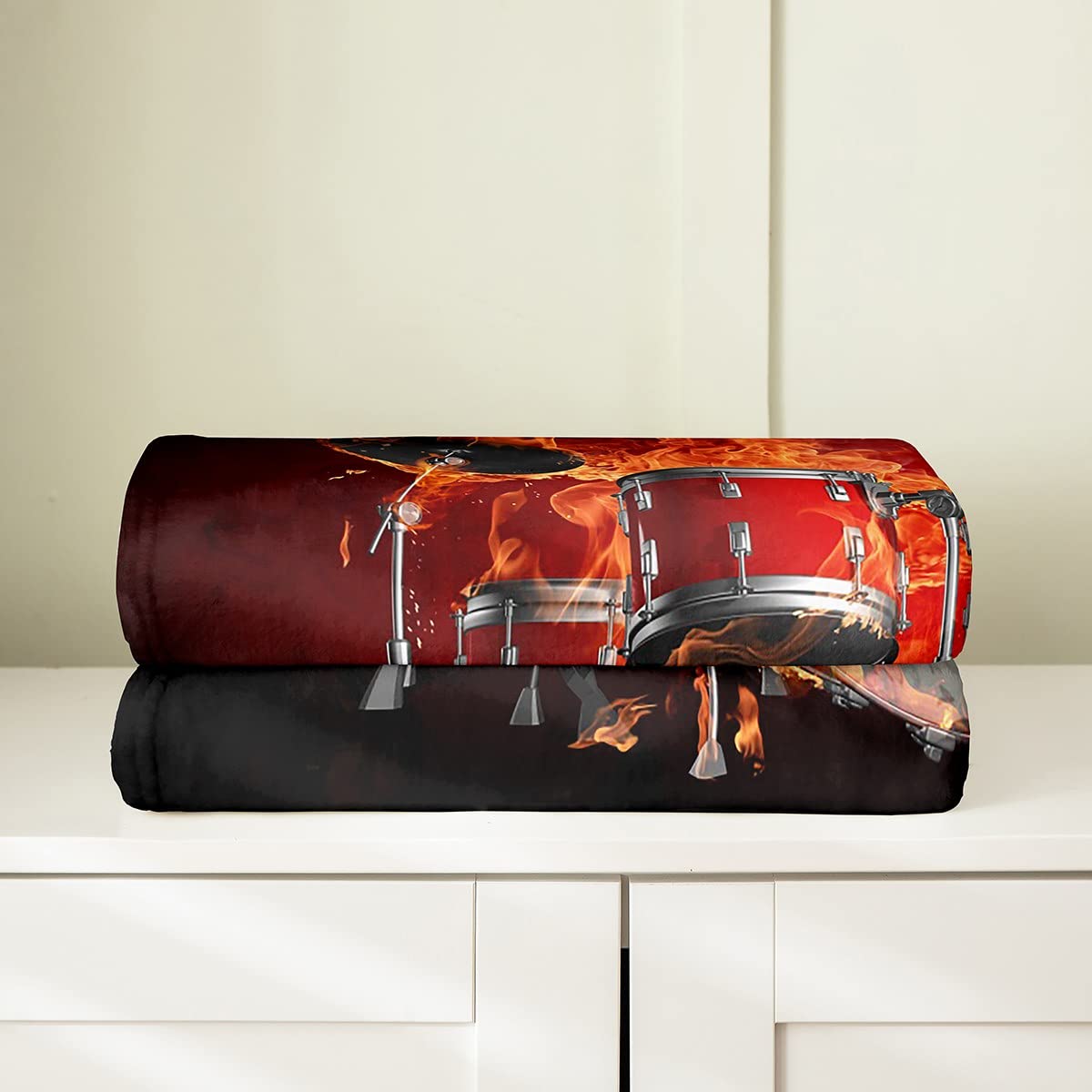 Drumstel print sherpa deken rockmuziek thema fleece deken voor kinderen