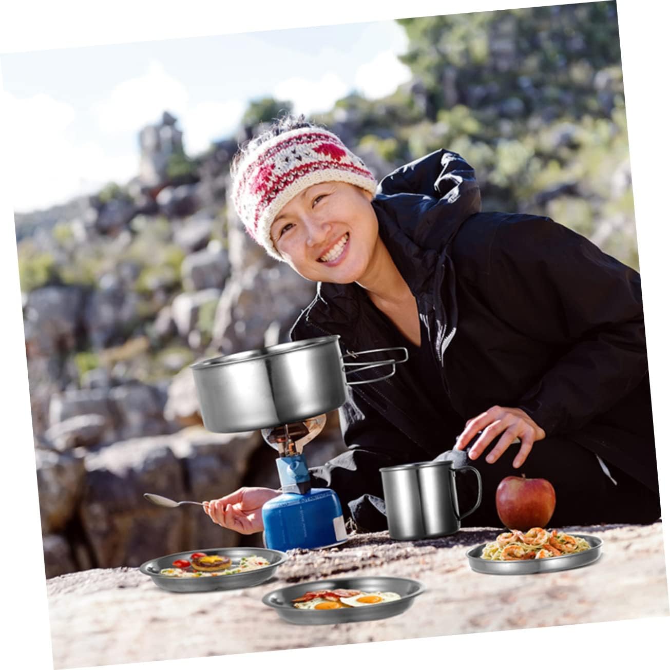 Portable Pot for Camping Cooking Pan Picnic Cookware Kit Easy to Clean Outdoor Cooking Tool for Hiking BBQ Picnic