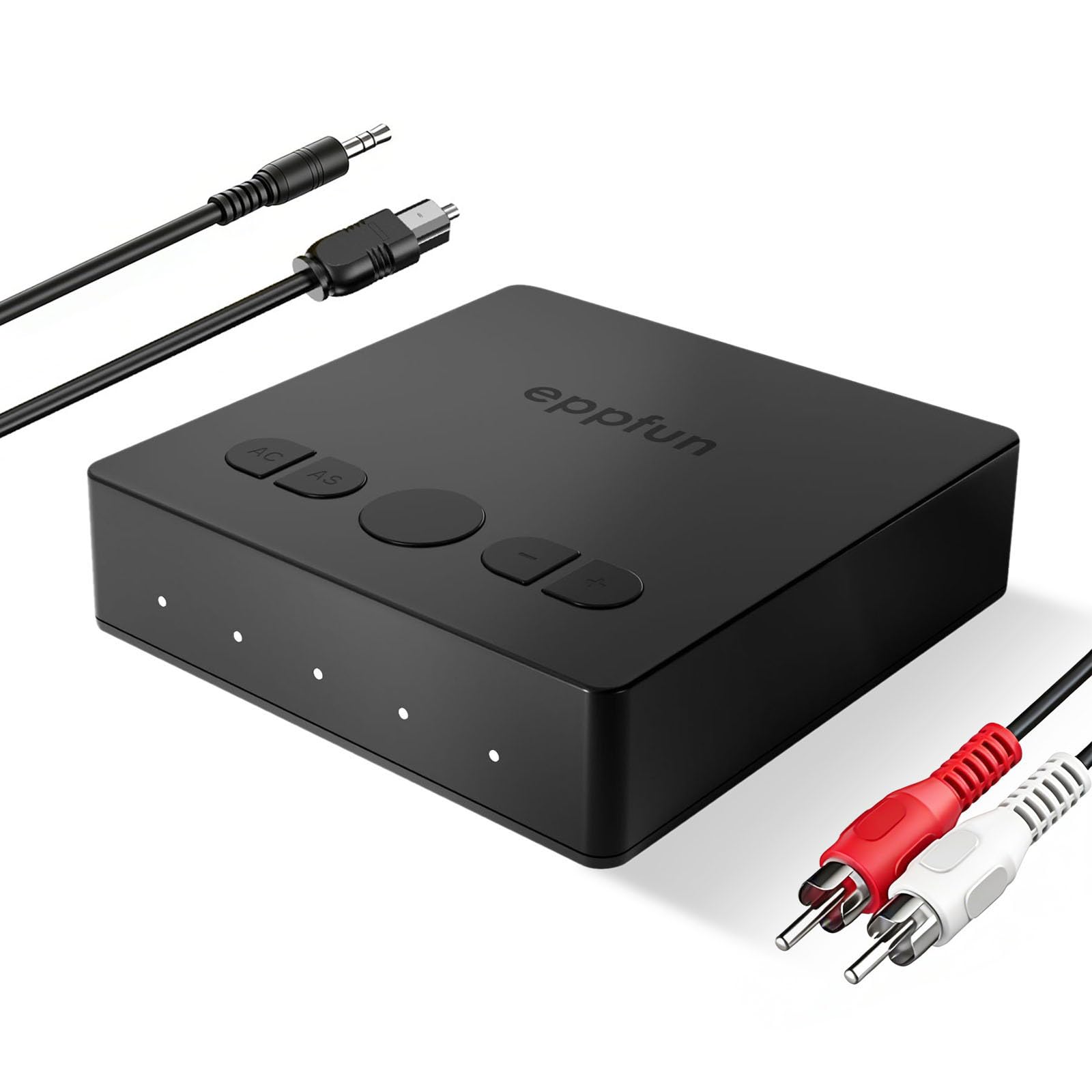 eppfun Receptor Bluetooth 5.4, LDAC APTX-Lossless Adaptive Audio Receiver Adapter con Óptica/RCA/Aux, Bluetooth HiFi para Amplificador/Estéreo Casa