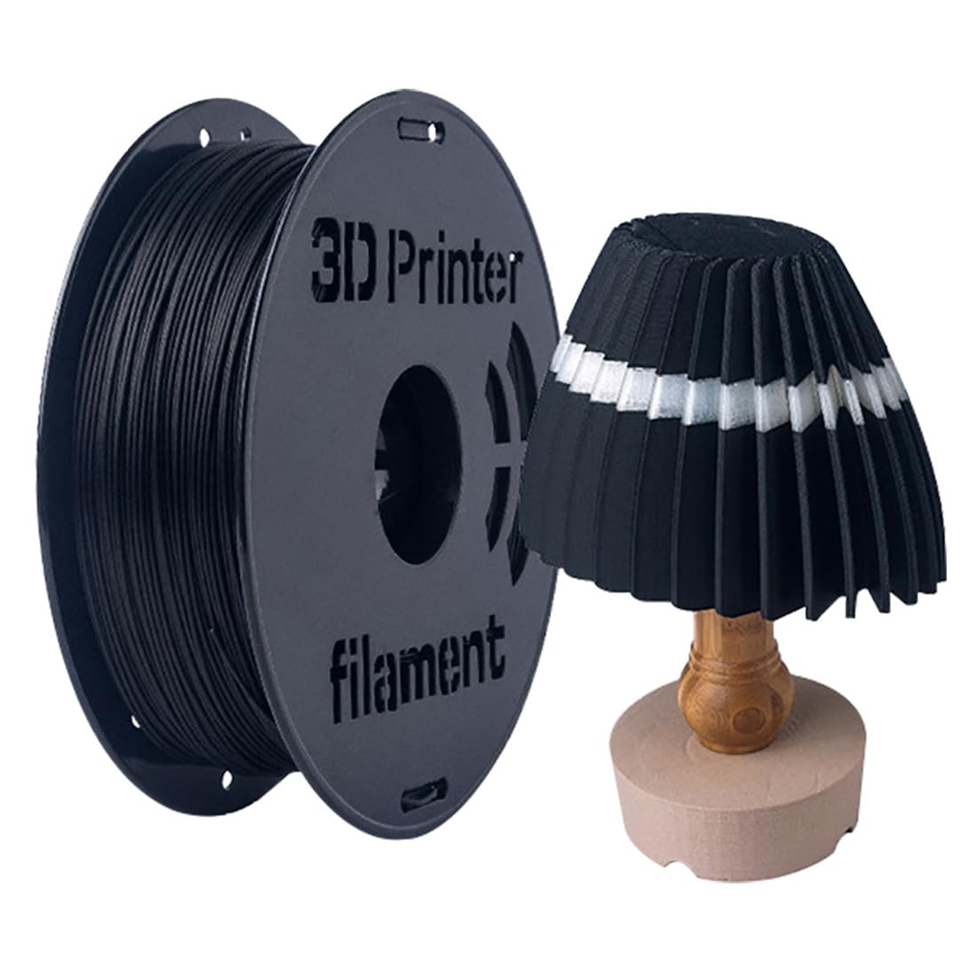 Filamento De Impresora 3D PLA|Filamento De 1,75mm(+/-0,03mm)|Suministros De Filamento De Impresión 3D|Filamento De Impresión 3D Cuidadosamente Enrollado Y Sin Obstrucciones,Negro,PLA 1KG(2.2LB)