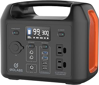 GOLABS R300 Portable Power Station, 299Wh LiFePO4 Battery Backup with 300W Pure Sine Wave AC Peak 500W, Car Outlets, PD 60W Quick in/out Solar Generator for Outdoor Camping Emergency CPAP Orange