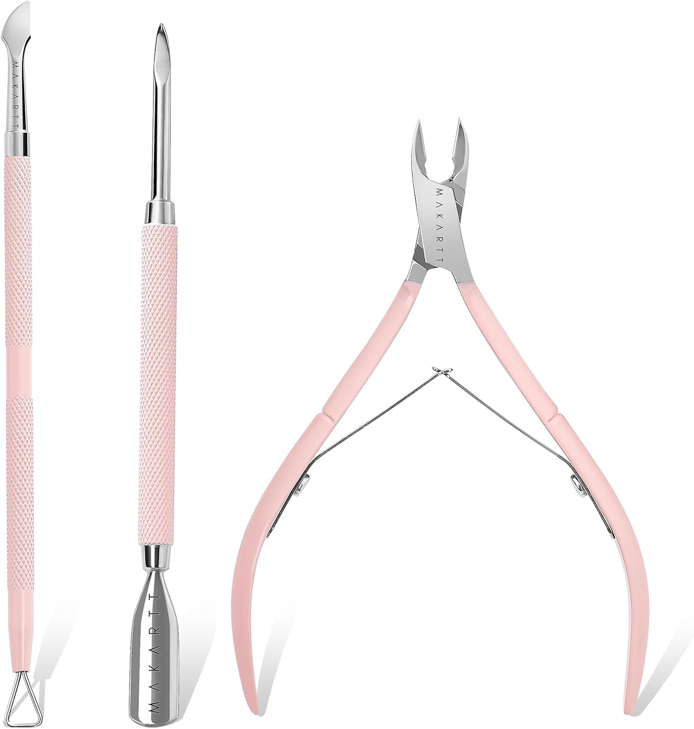 Makartt Cuticle Trimmer with Cuticle Pusher and Cuticle Nipper, 3 Pcs Cuticle Remover Tool Set, Professional Stainless Steel Cuticle Cutter Clipper for Fingernails and Toenails Manicure Pedicure Tool