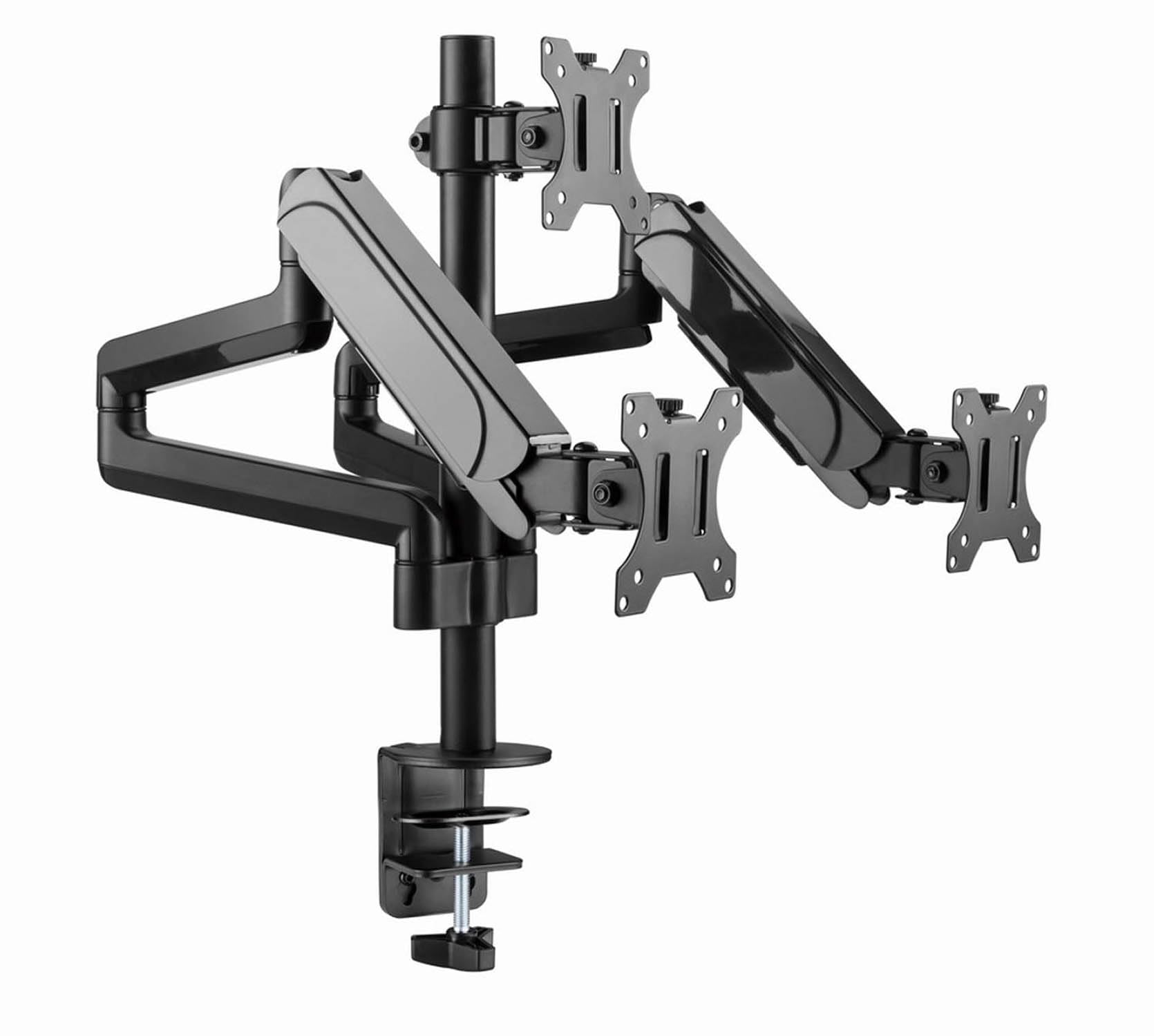 Gembird Support Écran Ajustable pour Trois Moniteurs - 27" Chacun, Bras de Montage Complet avec Inclinaison, Pivot et Rotation, Compatible VESA, Noir