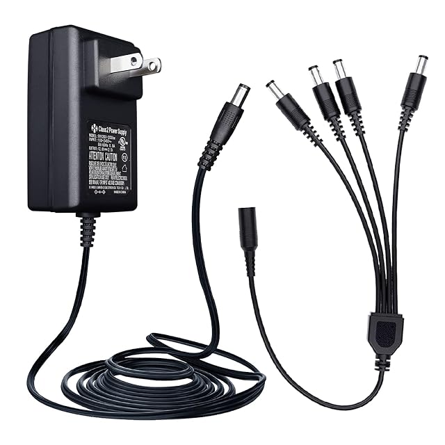 Power Adapter AC 100-240V to DC 12V 2A 2000mA 4-Way Power Splitter Cable for CCTV Security Cameras DVR