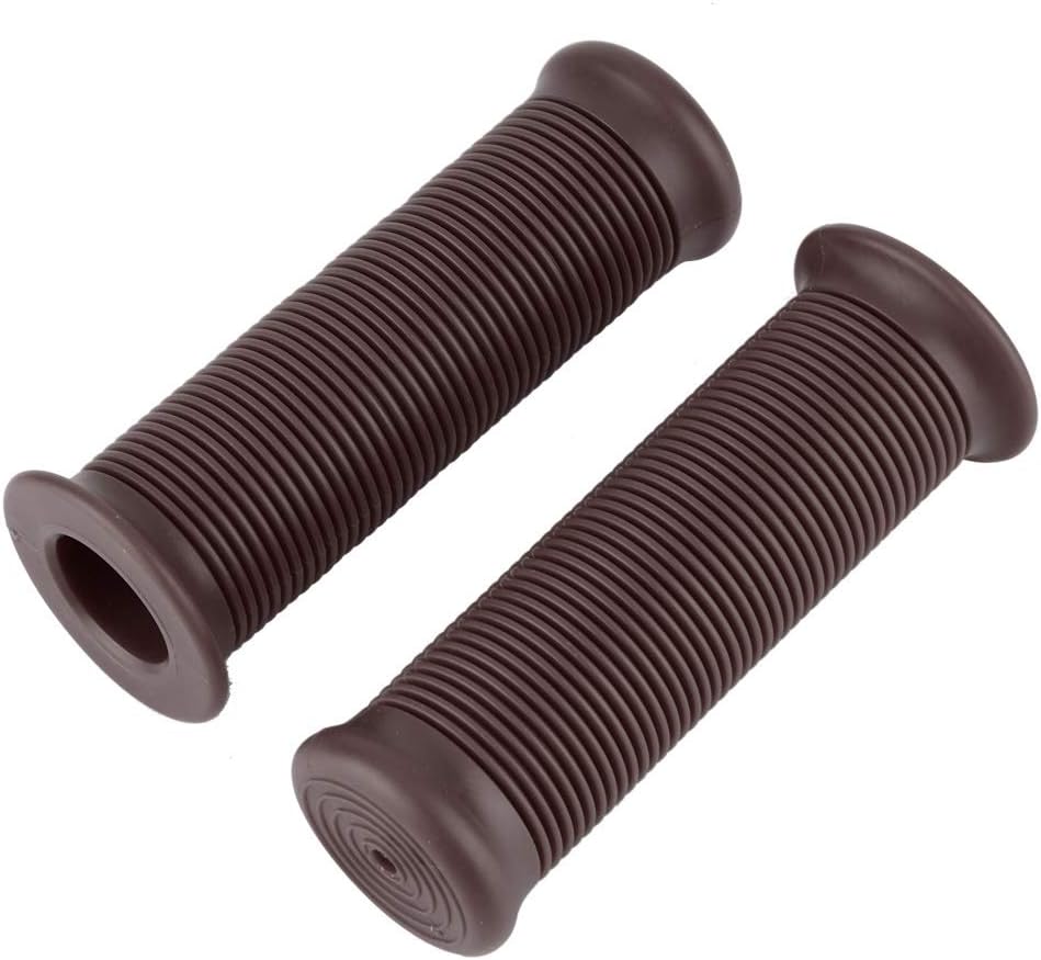 Akozon Handle Grip Pair of 1inch 25mm/1.1inch 28mm Universal Motorcycle Non Slip Stripe Vintage TPU Handle Handlebar Grip Fit for Most of Motorcycles (Dark Brown)