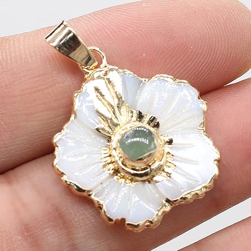 Miniatura 3 de LHJ Forma de vieira Natural Madre de Perla Shell Pendnats Energy Crystal Stone Setting para hacer joyas 5 piezas