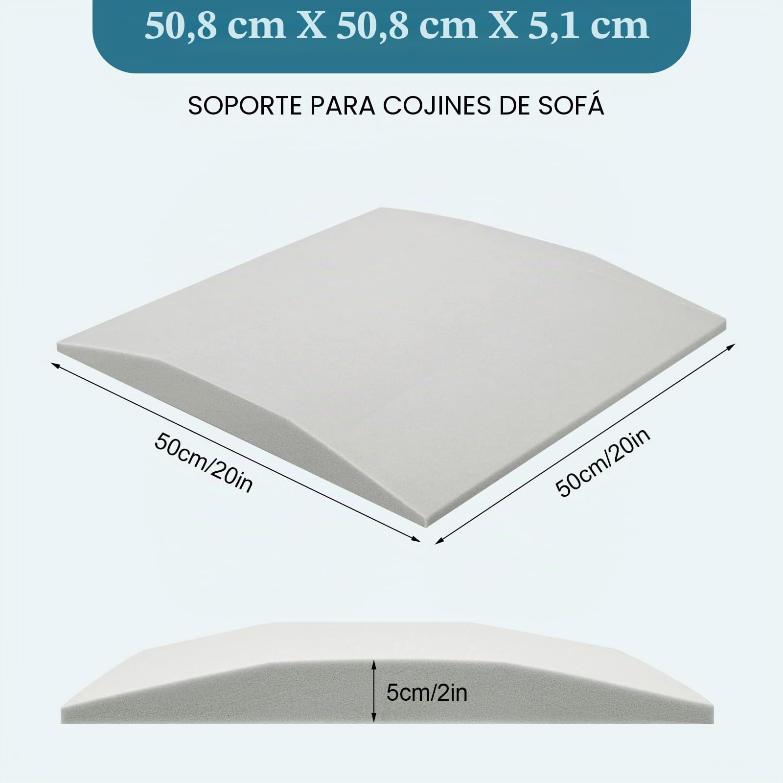 LIROPAU Espuma de Poliuretano para Relleno Densidad 40, Grosor 5 cm. Plancha de Espuma de Alta Densidad y Firmeza para Relleno de Sofás, Sillas, Sillones de Poliuretano Expandido, 50 x 50 cm (2)