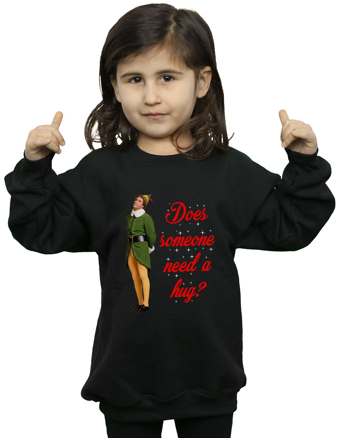 Elf Girls Hug Buddy Sweatshirt 12-13 years Black