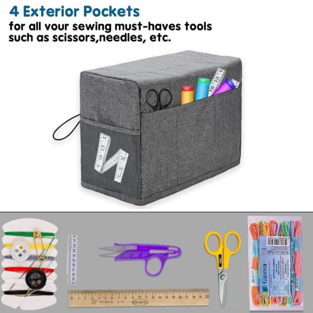 Oaygat Sewing Machine Cover with Storage Pockets Foldable Dust Protector Oxford Cloth Sewing Machine Dustproof Cover with Pockets for Domestic Machines Accessory - Image 2