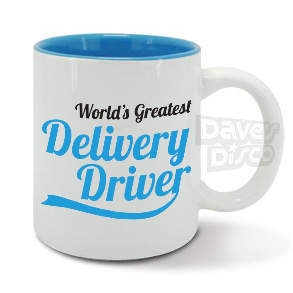 World's Greatest DELIVERY Driver, Van Driver, parcels Collections, delivery, Funny Gift idea, Blue Inside, Ceramic Mug, Cup