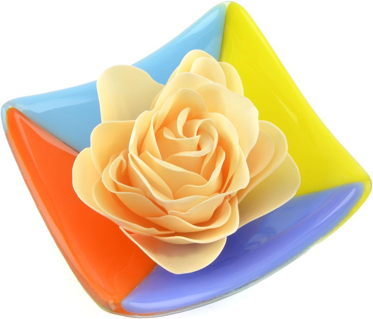 Fusions of Glass Soap Dish with Soap Petals, Heather (Light/Multi)