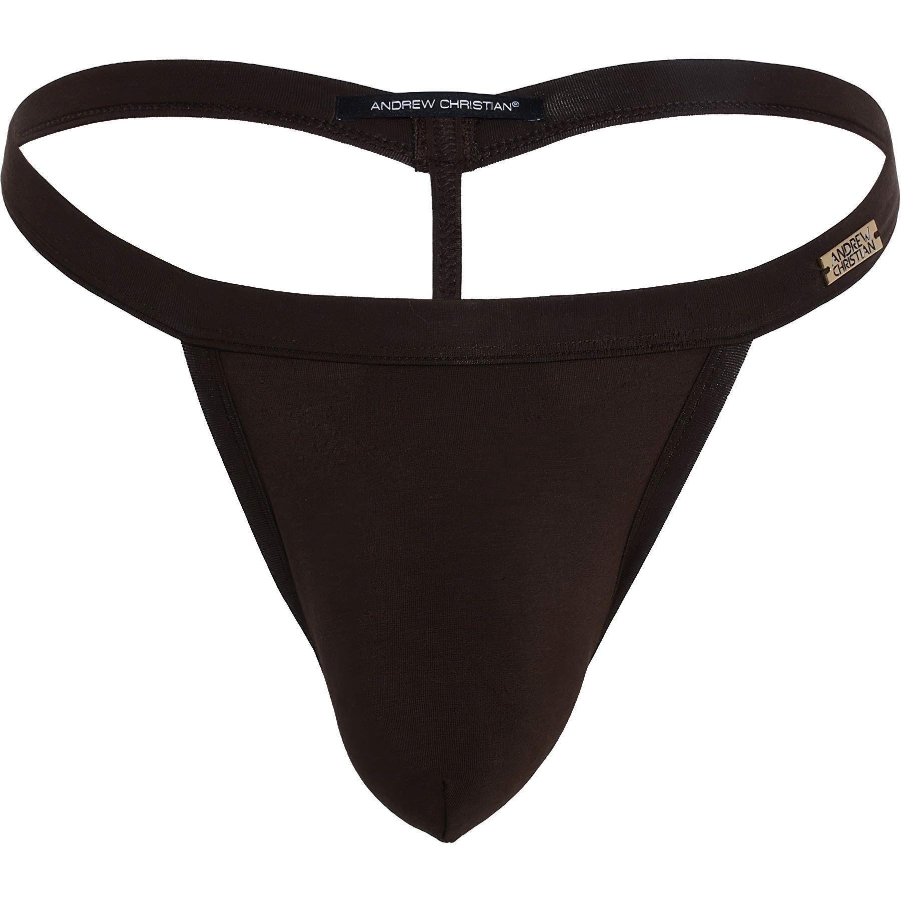 Andrew Christian Underwear, Almost Naked SEX Bamboo Thongs, Brown, Men's Size S, Pack of 1