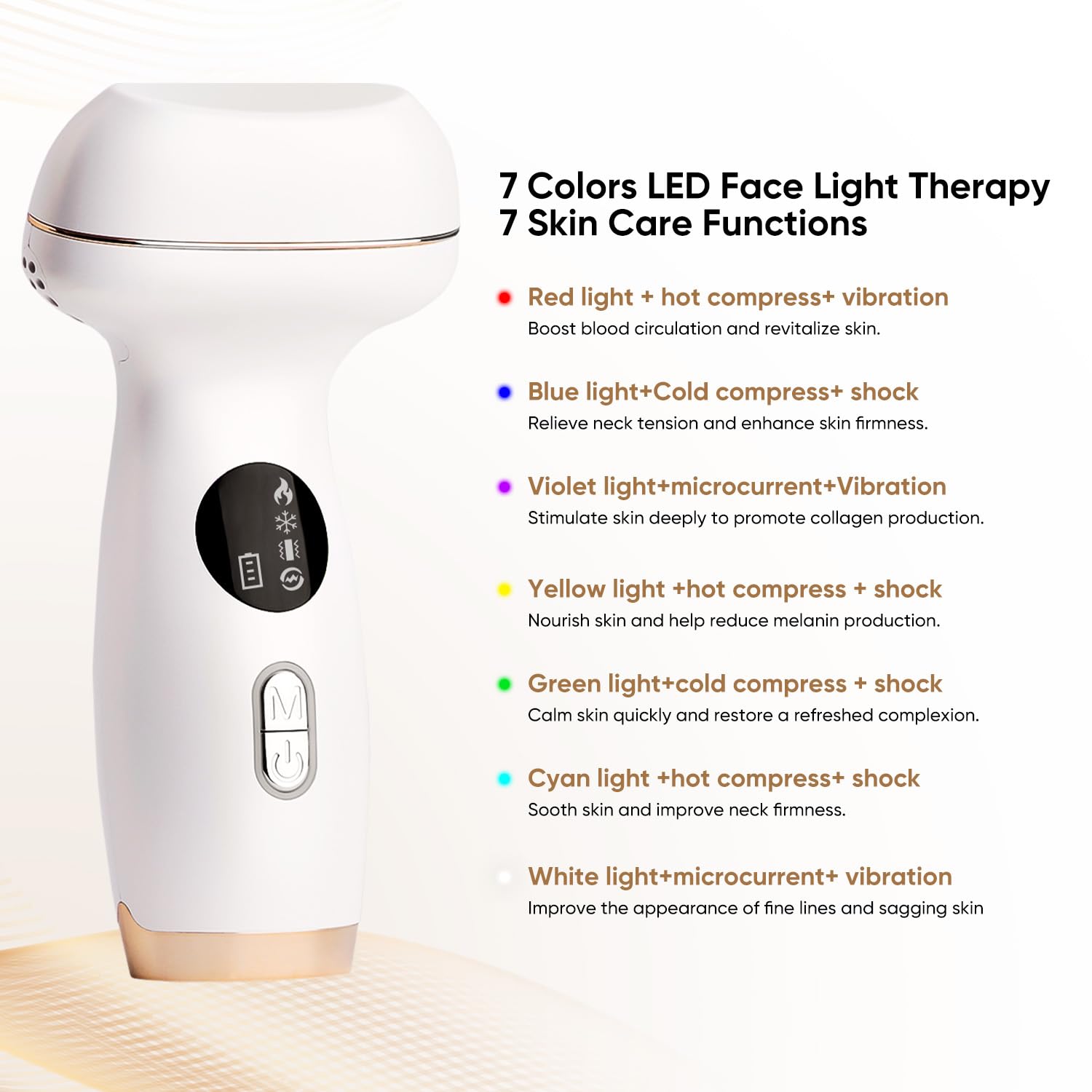 Microcurrent Facial Device with Red Light Therapy - 7-in-1 LED Sculptor & Hot Gua Sha for Face Neck Eye Firming, Depuffing & Double Chin Reduction