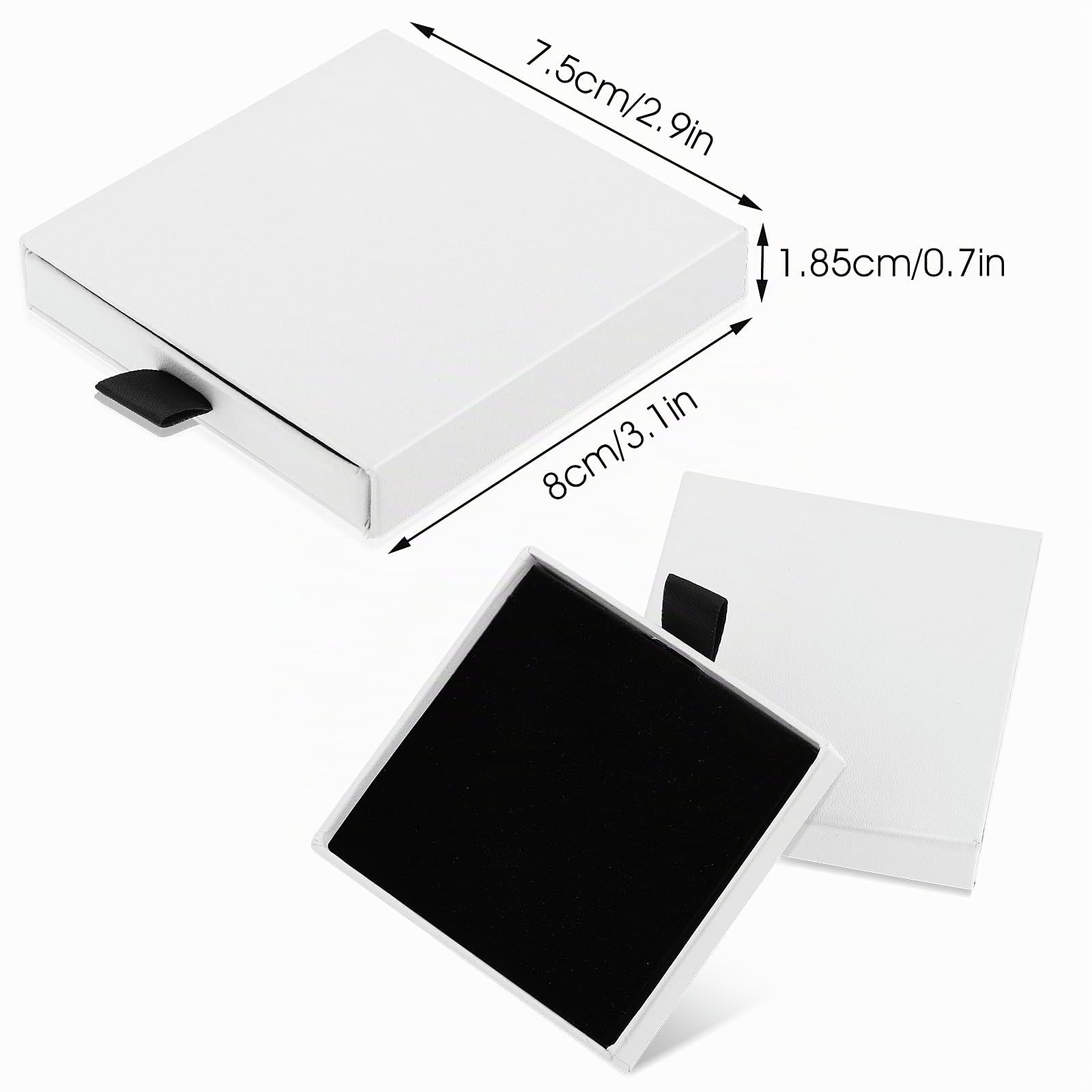 Caja de Regalo de Joyería Pequeña Blanca 2 Piezas Extraíble Cuadrada para Pulsera Collar