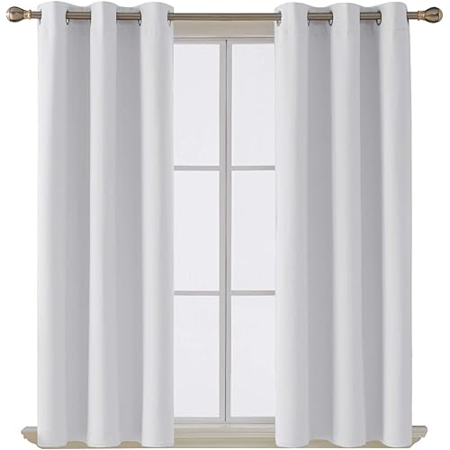 Deconovo Blackout Curtain Thermal Insulated Window Treatments Grommet Top Blackout Curtain Room Darkening Curtain Panels for Bedroom 42x63 Inch Star White
