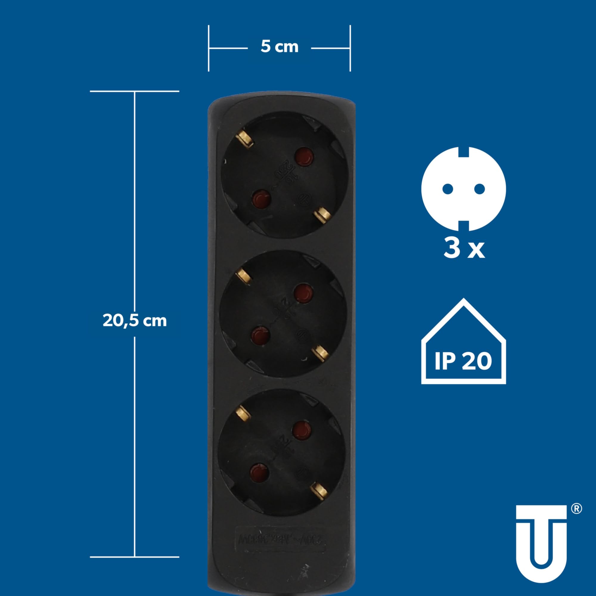 Image secondaire de Multiprise 3 Prises Sans Câble Noir - Unitec