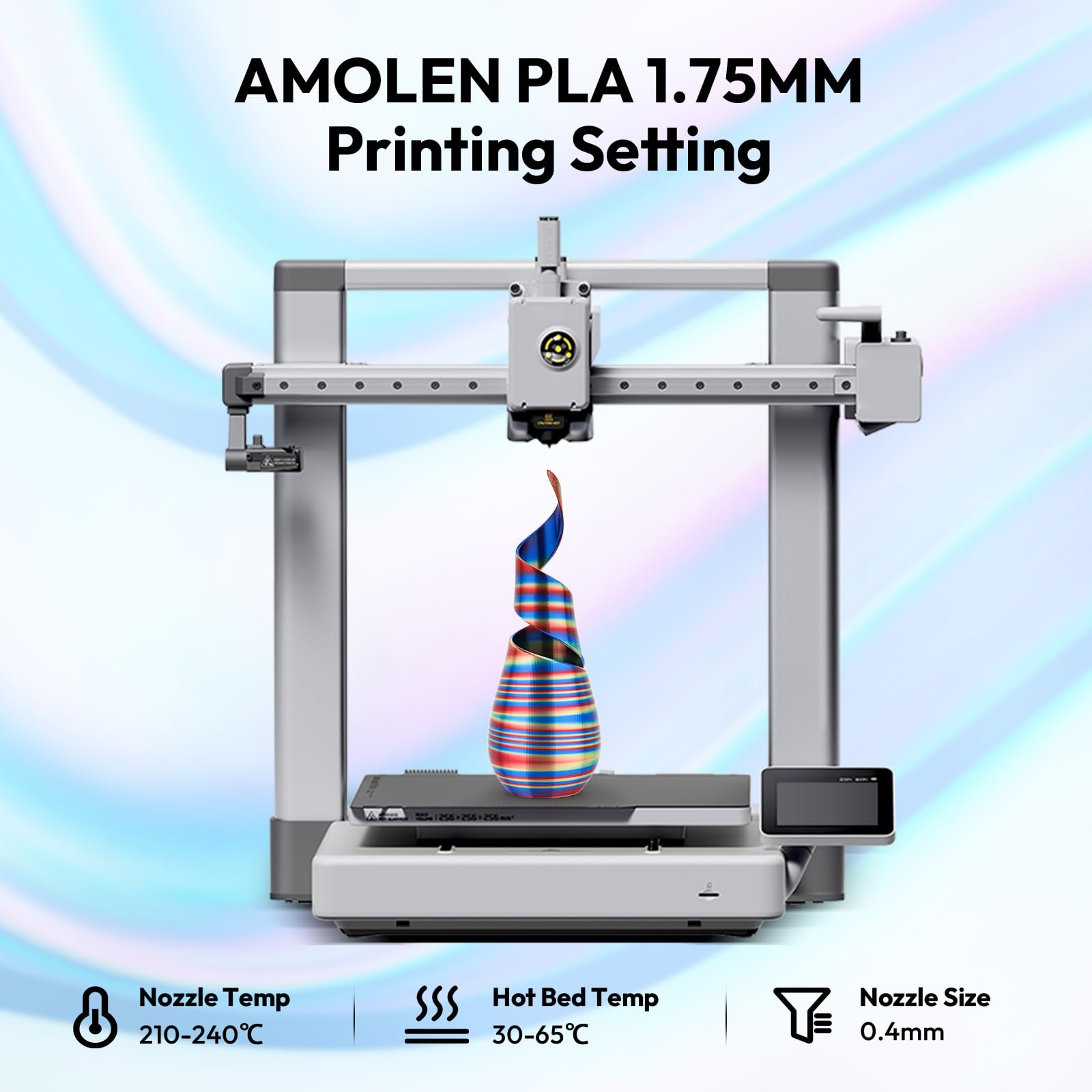 AMOLEN Filament PLA 1,75 mm do drukarki 3D, dokładność wymiarowa +/-0,02 mm, szpula 1 kg