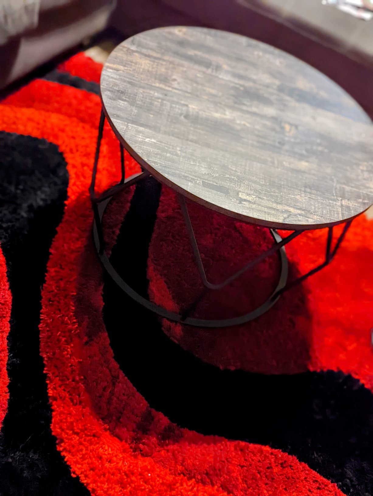 27/mo Finance Round Nesting Coffee Table Set, Rustic Pine Wood Metal