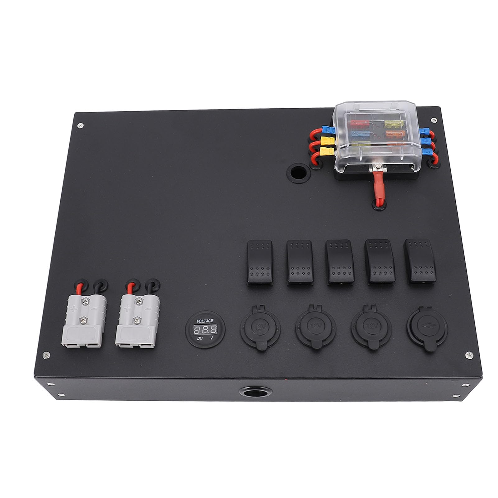 Caja de Control de Energía de Batería, DC12V 24V con Interruptor, Voltímetro, Enchufe para Encendedor de Cigarros, Salida USB, para Automóvil, RV, Camionetas, 4WD, Toldo, Caravana