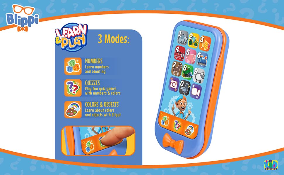 Image of Blippi Toy Phone for Toddler with Preschool Learning Games, Blippi Toys | Explore Numbers and Counting