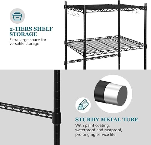 Miniatura 5 de KELIXU Mini estante de metal para refrigerador de 2 niveles con almacenamiento, soporte de microondas de altura ajustable, estante multifuncional