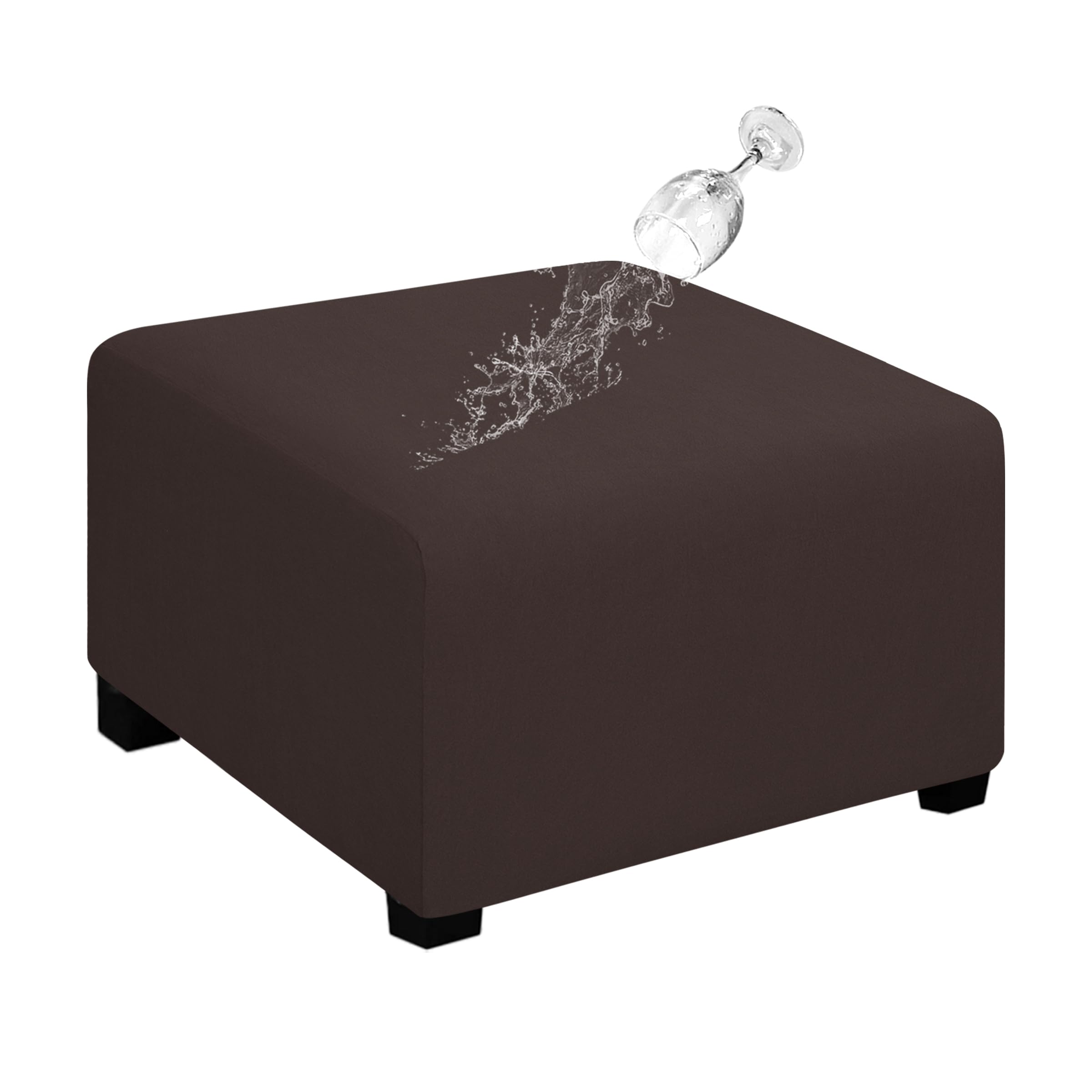 Easy-Going Waterproof Stretch 30x30x15inch Square Ottoman Cover Footstool