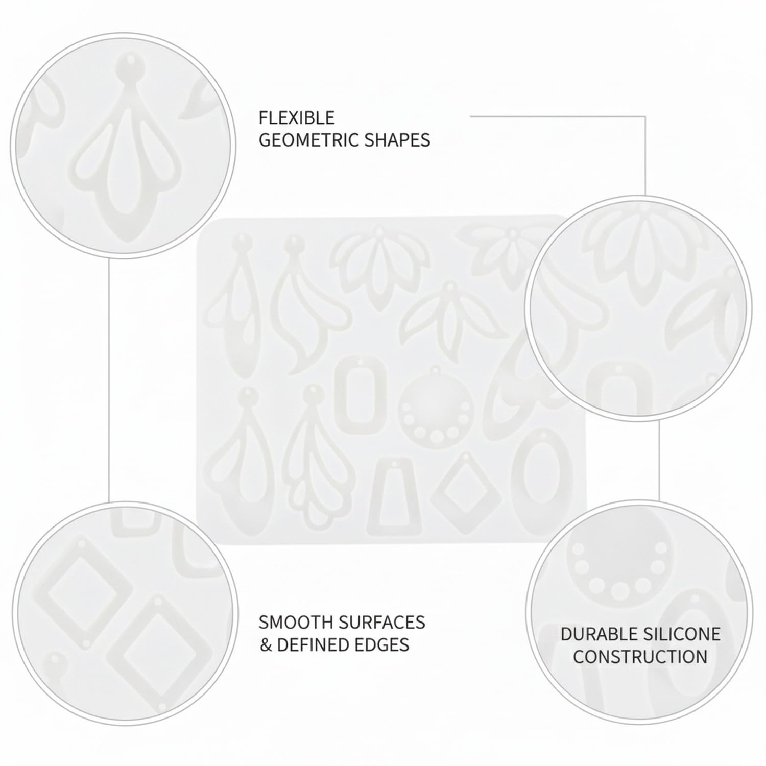 Stampo in silicone per la creazione di gioielli fai da te, forme geometriche per orecchini in resina, materiale flessibile per progetti artigianali
