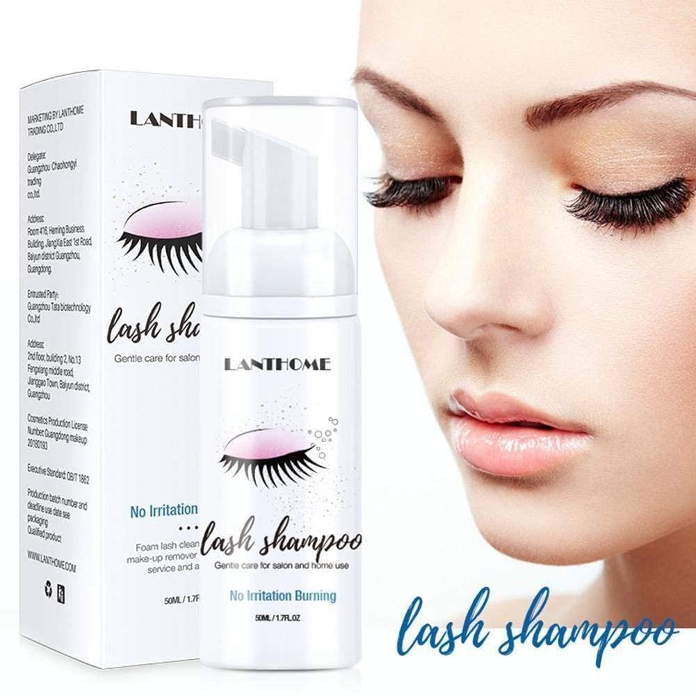50 ml cepillo de extensión de pestañas, juego de champú, limpieza suave, espuma de mousse, sin estimulación, pegamento de extensión de pestañas, maquillaje limpio,