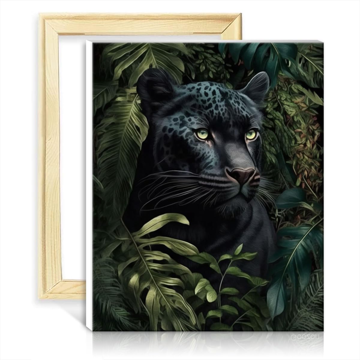 TANGFEIY on Canvas Painting Black Panther Poster DIY Oil Painting Kits on Canvas with Brushes and Acrylic Pigment on Canvas Arts Crafts Project DIY Frame(30x40cm) โ image 1