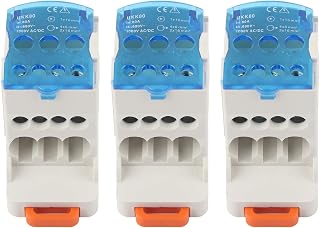 Hapivida 3Pcs UKK-80A Din Rail Terminal Blocks 80A Screw Connector Power Junction Box - Flame Retardant Distribution