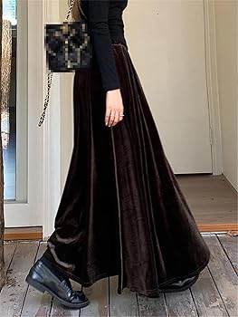 Amazon.com: Women Solid Velour Skirt Vintage Big Hem A Line