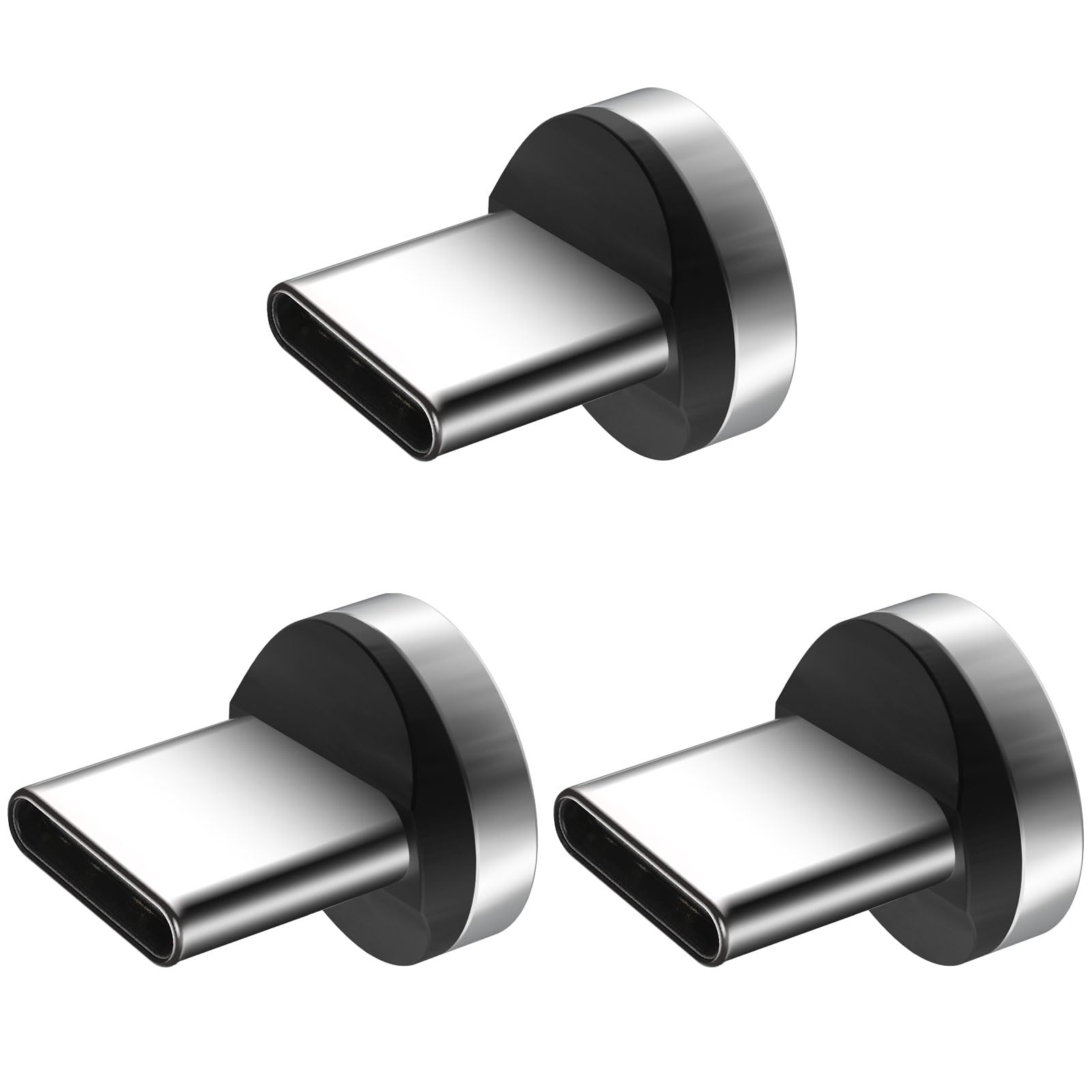AXFEE 3 Pezzi Tipo C Connettori Magnetici, Trasferimento Dati a Ricarica Rapida, per Rotondo 7 Pin Cavo di Magnetica, Compatibile con Tipo C(Senza Cavi Magnetici)