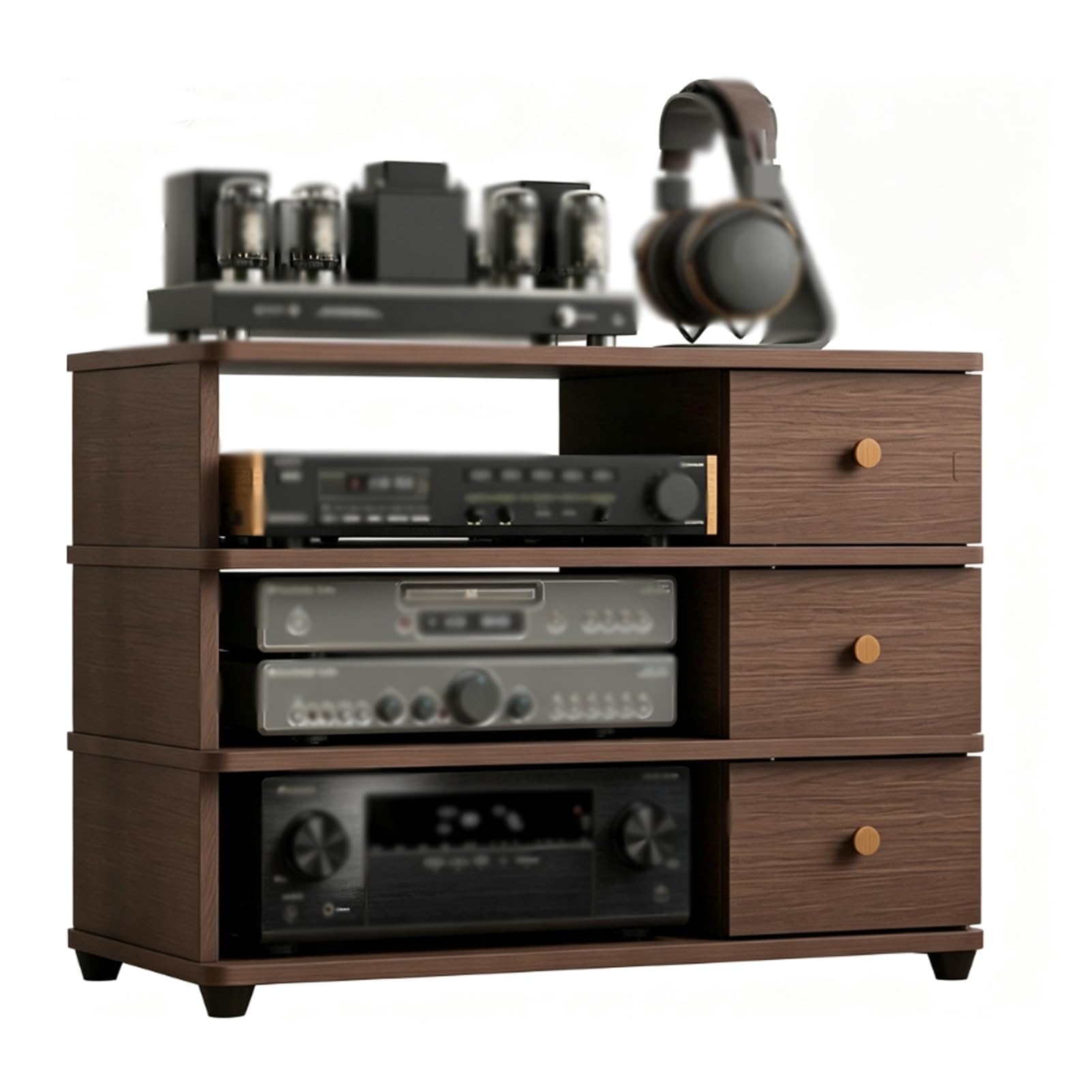 Supporto CD Stereo 4 Livelli Regolabile, Mobile AV con Ripiani Modificabili | Centro di Intrattenimento Marrone Rustico a 4 Livelli, Facile da Montare, for Soggiorno, Camera da Letto(Brown)