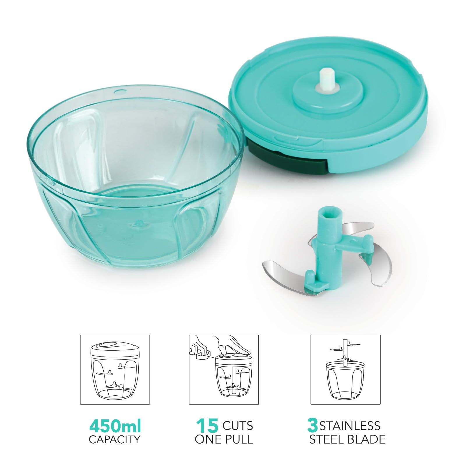 Cello Magic Hand Chopper - 3 Blades, Easy Prep -4