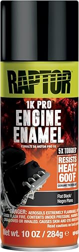 RAPTOR Esmalte para Motor, Pintura en Aerosol Automotriz, Resistente al Calor, Grado Profesional, Fácil de Usar, Negro Graso, 10 oz