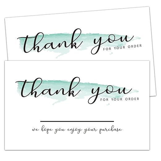 50 Thank You for Order Cards, Thank You For Supporting My Small Business Cards, Customer Thank You Cards for Online Retailers, Small Business Owners, and Local Stores, 2 x 3.5 Inch
