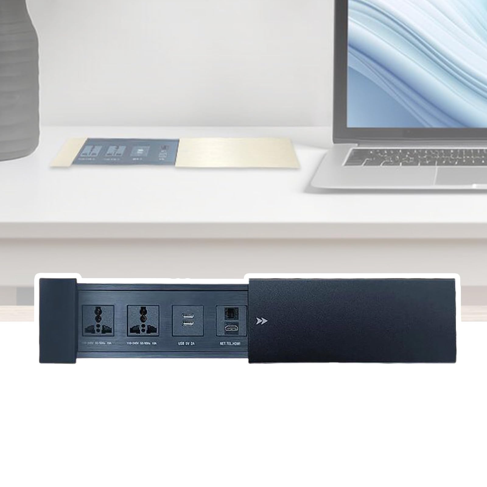 Bloc multiprise escamotable 2000W avec ports HDMI et USB pour cuisine