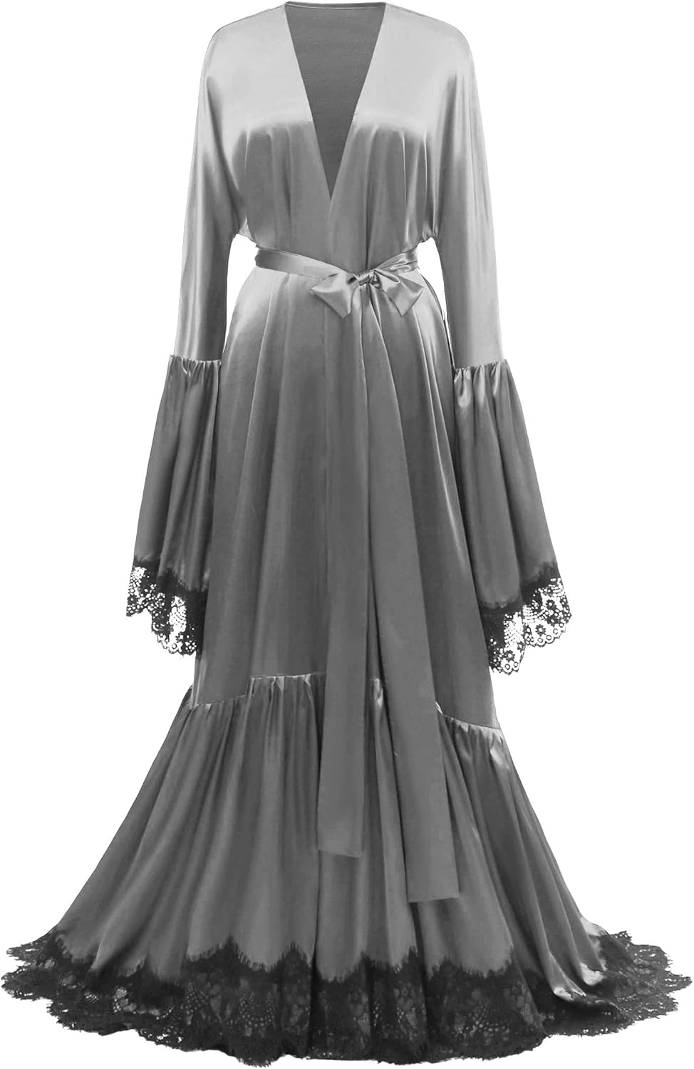 Changuan Women's Silk Satin Robe Long Bathrobes Kimono Robe Maternity Dress Sexy Lingerie Sleepwear Nightgown