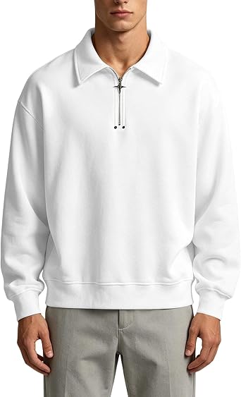 Mens Sweatshirts Quarter Zip Golf Sweatshirt Casual Loose Fit Sports Jumper