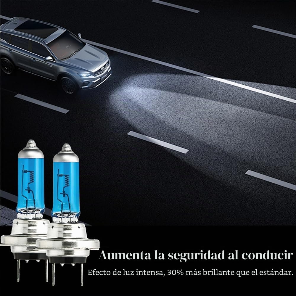 2 bombillas halógenas H7, bombilla halógena, H 7 luz de cruce, 1200 lm, blanco frío (H7)