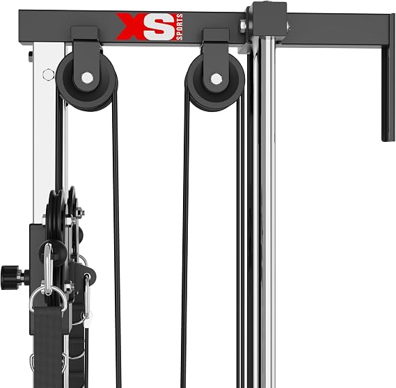 XS Sports Cable Pulley Crossover Machine - Home Gym Adjustable Dual Pulley wall mounted system, Functional Trainer