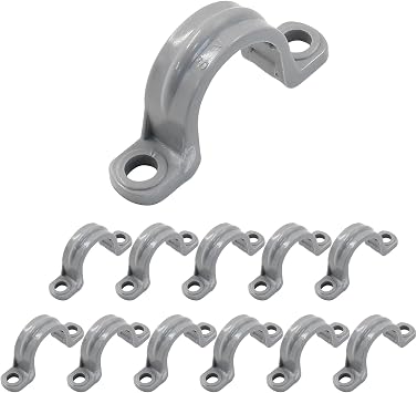 Murtenze 1/2 Inch PVC Pipe Straps, 2 Holes Plastic Conduit Pipe Clamps Pipe Supports for PVC Pipes, Conduit and Cables, 12 Pack