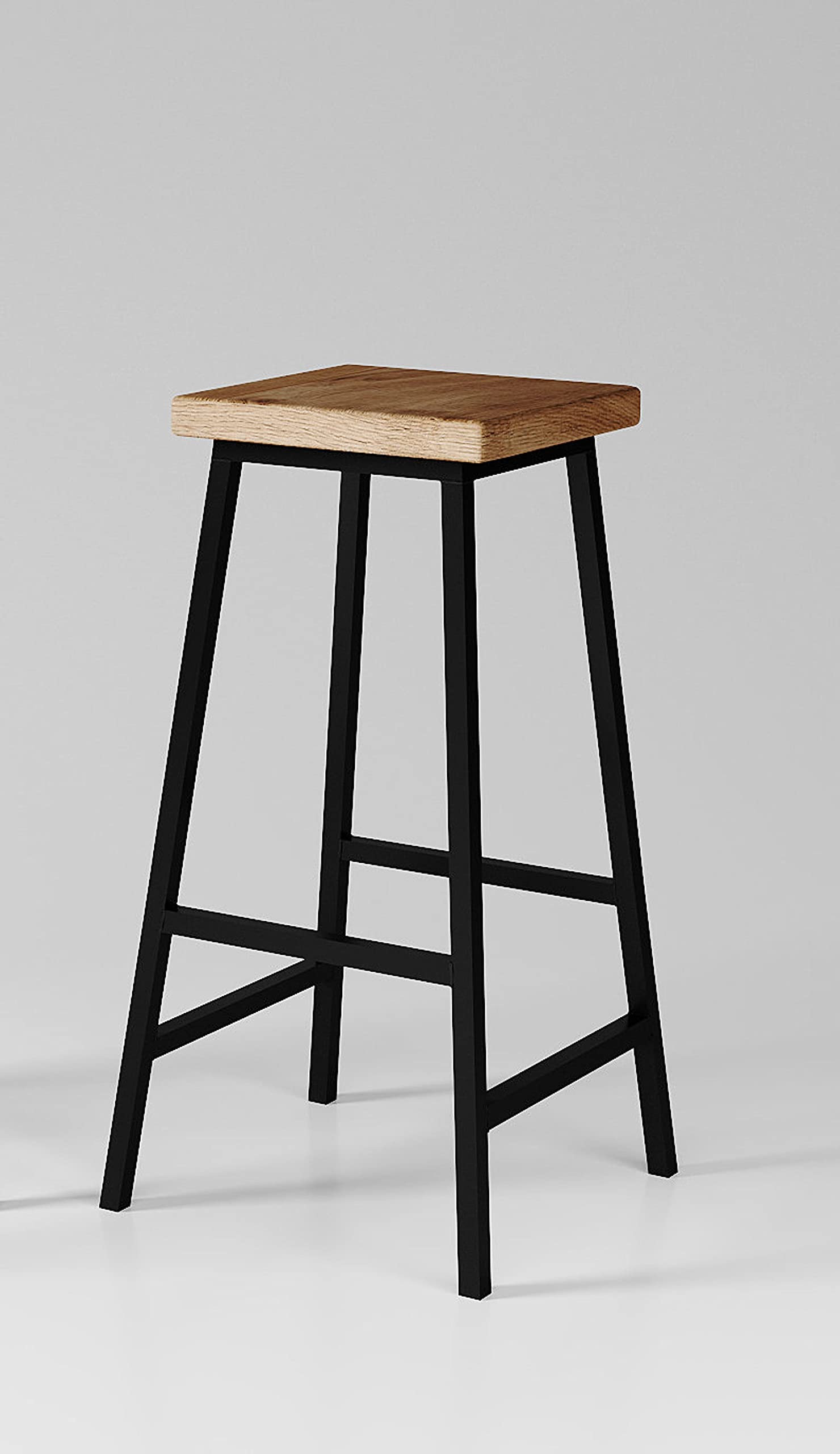 INDIAN DECOR. 38796 Modern bar Stool, Kitchen Breakfast Bar Stools with Footrest, Industrial, in Living Room, Party Room, Real Wood Top - Black-picture-23