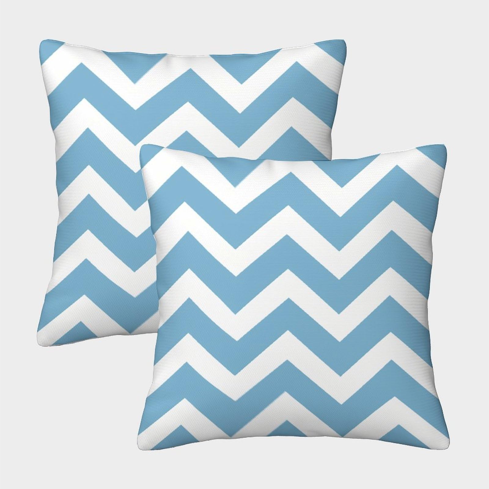 TIICZAAKL Blue White Stripes Cushion Covers Soft Square Pillow Covers Symmetrical Pattern Pillow Cases with Invisible Zipper Set of 2 for Living Room, Bedroom, Sofa 40x40cm