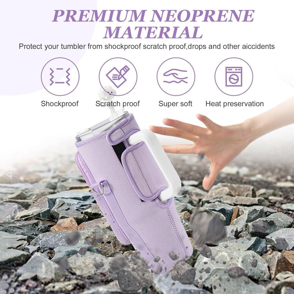 Stanley Cup Accessori 6 Pezzi Set Contiene Tappo in Paglia Tappo a Tenuta Stagna Cannuccia Spazzola Cannuccia Manica a Coppa per 30 oz 40 oz Capacità Coppa Non Inclusa（Viola）