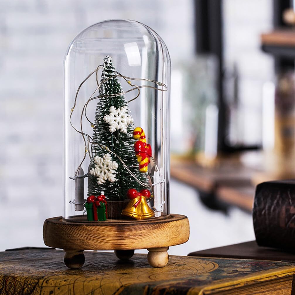 Happyyami 2pcs Christmas Tree Globe Lantern Fairy Lights Glass Dome with Christmas Tree Christmas Decortive Night Lights Christmas Tree Lights Xmas Night Lights Led Office Bell Shaped